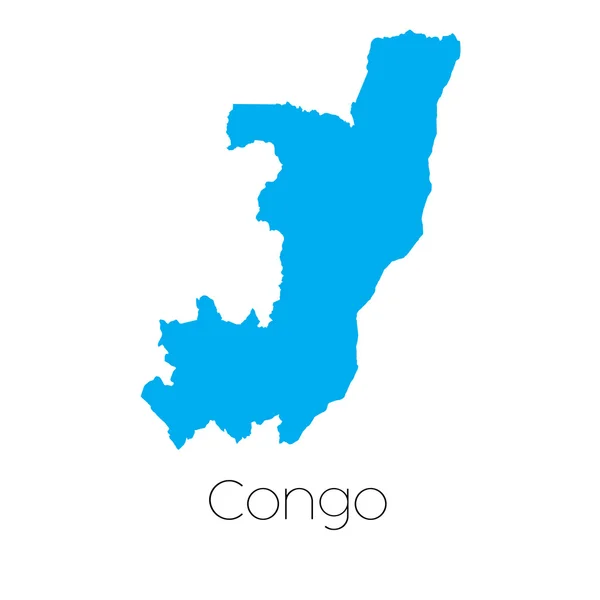 Forma blu con il nome del paese del Congo — Vettoriale Stock
