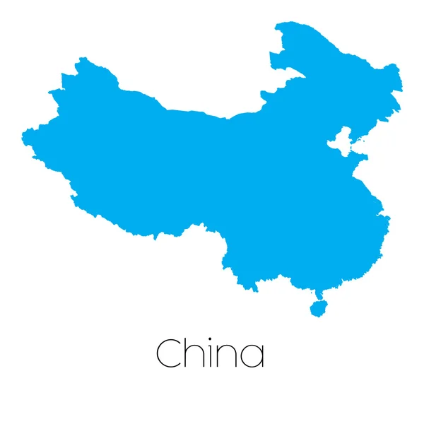 Blå form med namnet på landet Kina — Stock vektor