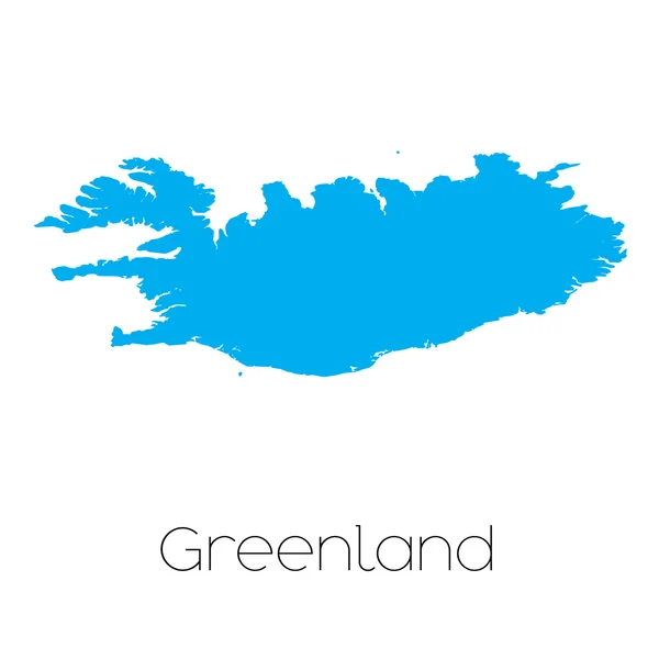 Forma azul con el nombre del país de Groenlandia — Vector de stock