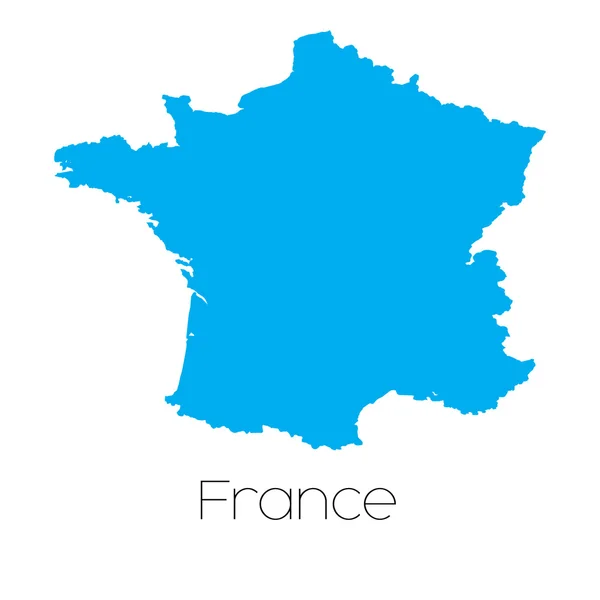 Forma azul con el nombre del país de Francia — Archivo Imágenes Vectoriales