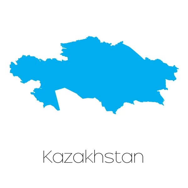 Blue shape with name of the country of Kazakhstan — Stock Vector