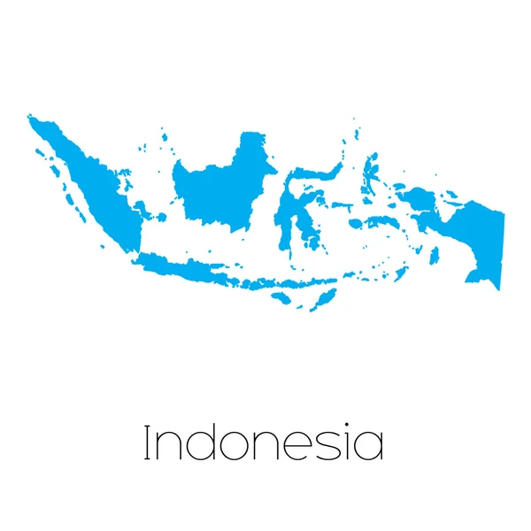 Forma azul con el nombre del país de Indonesia — Vector de stock