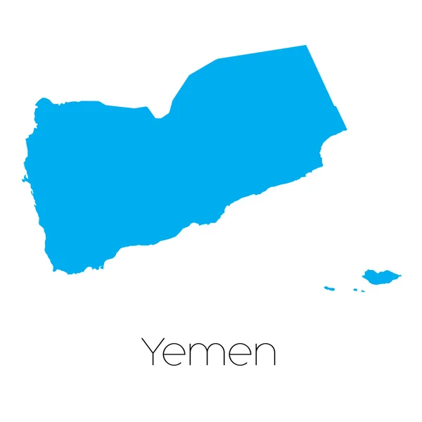 Forma blu con il nome del paese dello Yemen — Vettoriale Stock