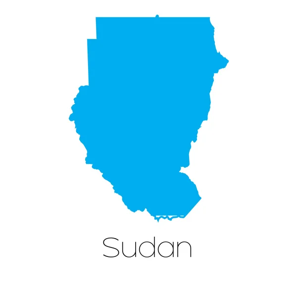 Blaue Form mit dem Namen des Sudanlandes — Stockvektor