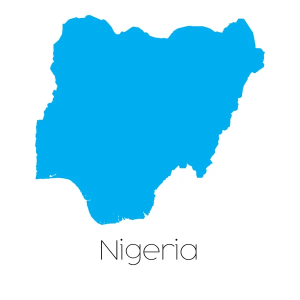 Blaue Form mit dem Namen des Landes Nigeria — Stockvektor