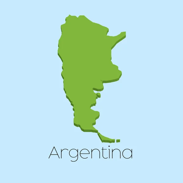 3d 地图上蓝色的水背景的阿根廷 — 图库矢量图片