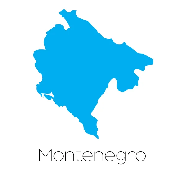 Forma azul con el nombre del país de Montenegro — Vector de stock