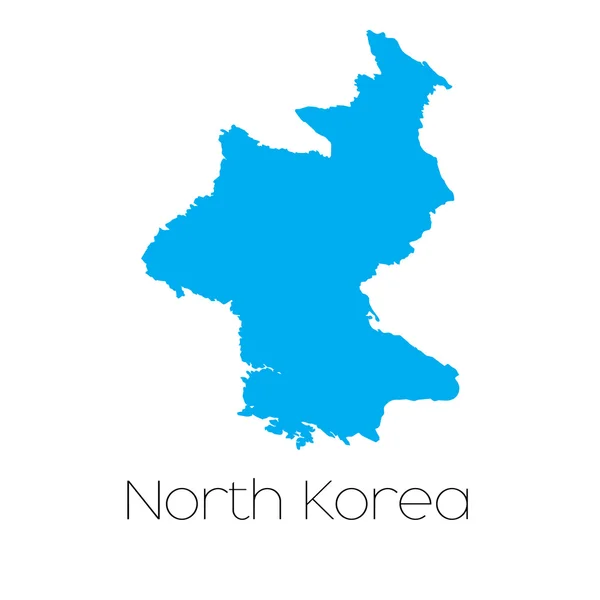 Blauwe vorm met de naam van het land van Noord-Korea — Stockvector