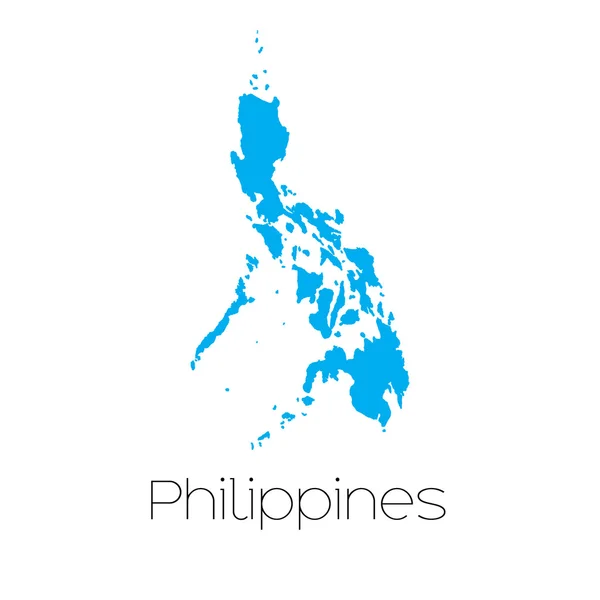 Forme bleue avec le nom du pays des Philippines — Image vectorielle