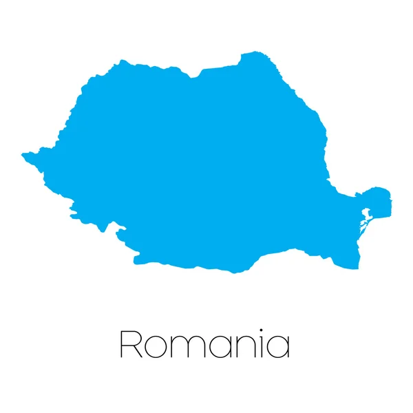 Forma azul com nome do país da Roménia — Vetor de Stock