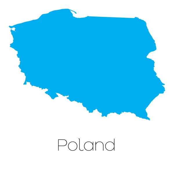 Blue shape with name of the country of Poland — Stock Vector
