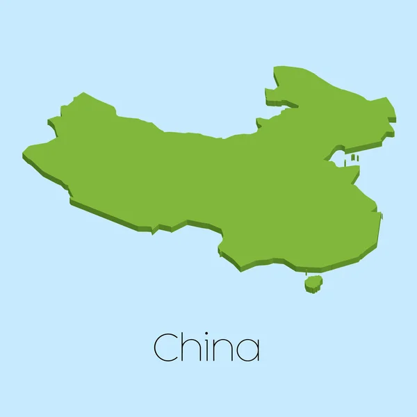 3D mapa na tle niebieski wody z Chin — Wektor stockowy