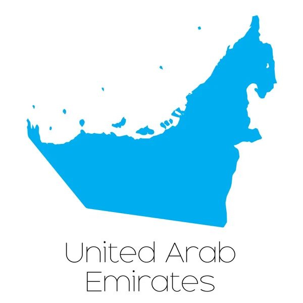 Forma azul con el nombre del país de Emiratos Árabes Unidos — Vector de stock