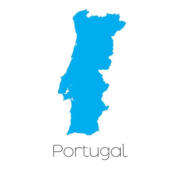 Blue shape with name of the country of Portugal — Stock Vector