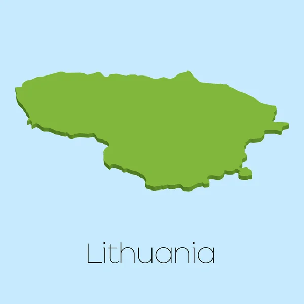 Mapa 3D sobre fundo de água azul da Lituânia — Vetor de Stock