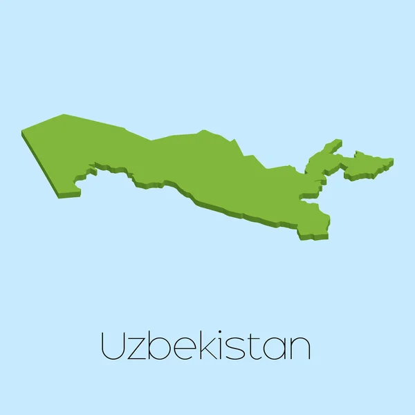 Mapa 3D sobre fondo de agua azul de Uzbekistán — Archivo Imágenes Vectoriales