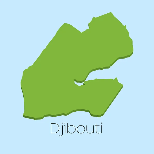 Mapa 3D sobre fondo de agua azul de Djibouti — Vector de stock