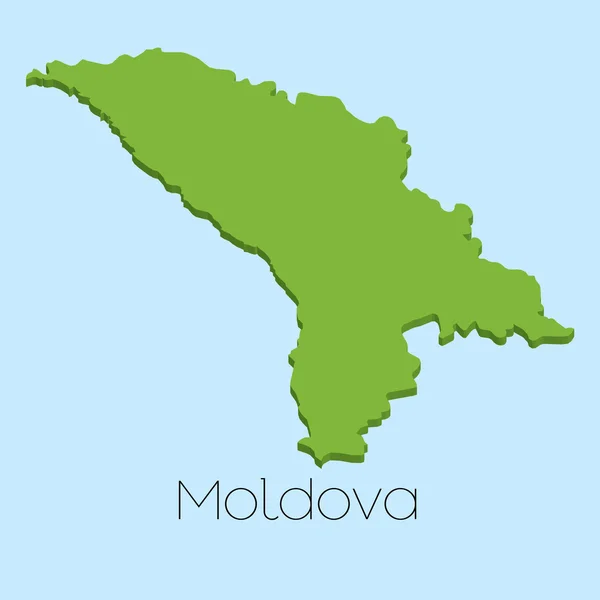 3D mapa na pozadí modré vody Moldavska — Stockový vektor