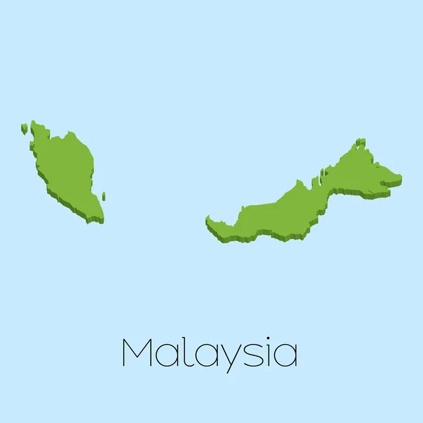 3D χάρτη σε φόντο μπλε του νερού της Μαλαισίας — Διανυσματικό Αρχείο