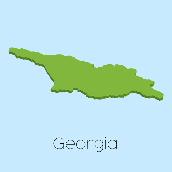 Mapa 3D sobre fondo de agua azul de Georgia — Vector de stock