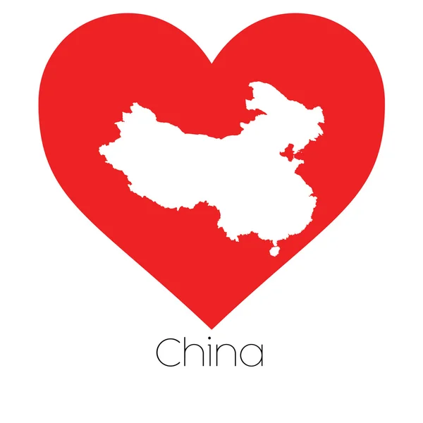 Ilustração do coração com a forma da China — Vetor de Stock