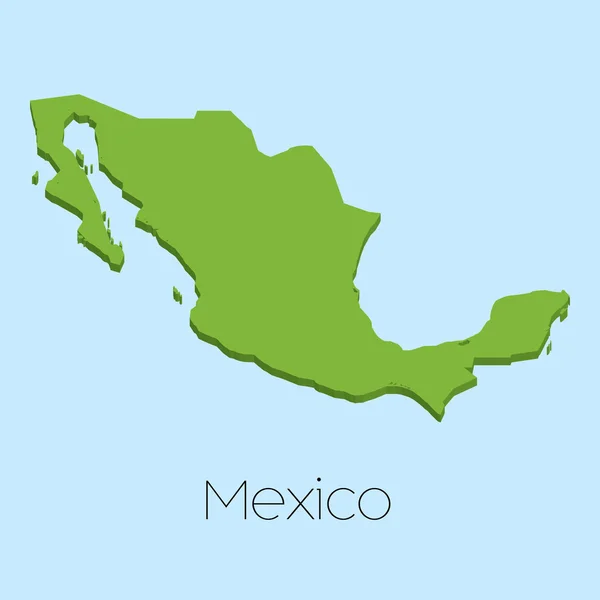 3D mapa na tle niebieski wody Meksyku — Wektor stockowy