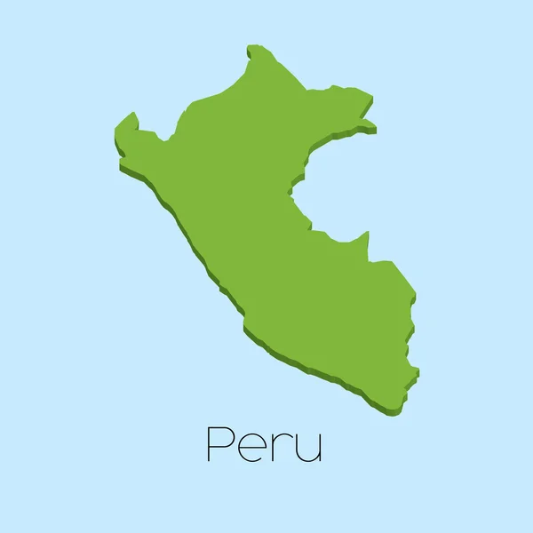 페루의 푸른 물 배경에 3d 지도 — 스톡 벡터