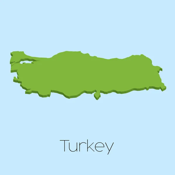 Carte 3D sur fond bleu de la Turquie — Image vectorielle