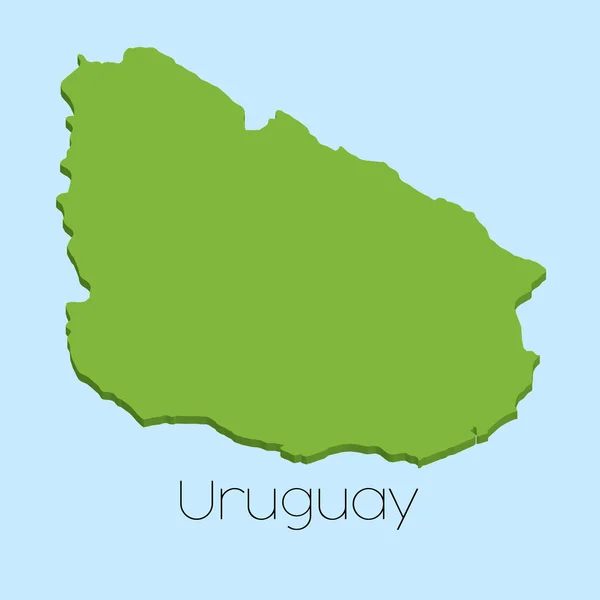 3D harita Uruguay mavi su arka plan üzerinde — Stok Vektör