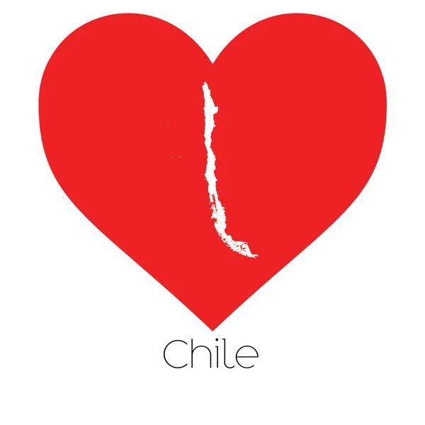 Ilustración del corazón con la forma de Chile — Vector de stock