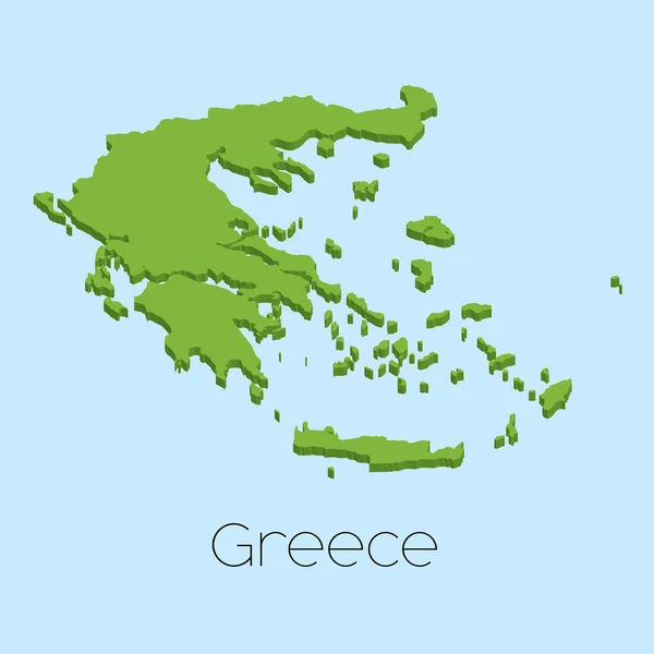 3D χάρτη σε φόντο μπλε νερά της Ελλάδας — Διανυσματικό Αρχείο