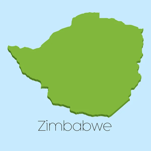 3D-kaart op blauw water achtergrond van Zimbabwe — Stockvector