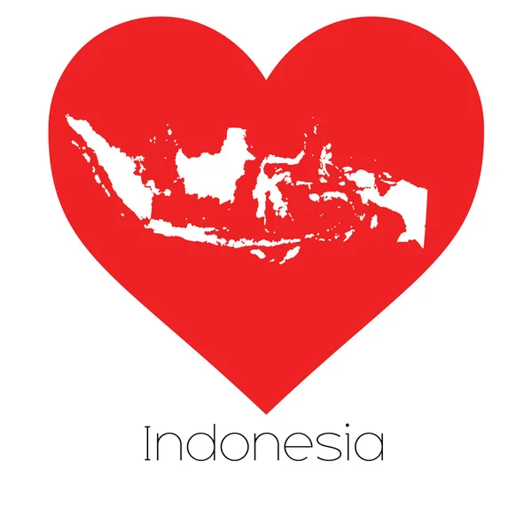 Ilustración del corazón con la forma de Indonesia — Vector de stock