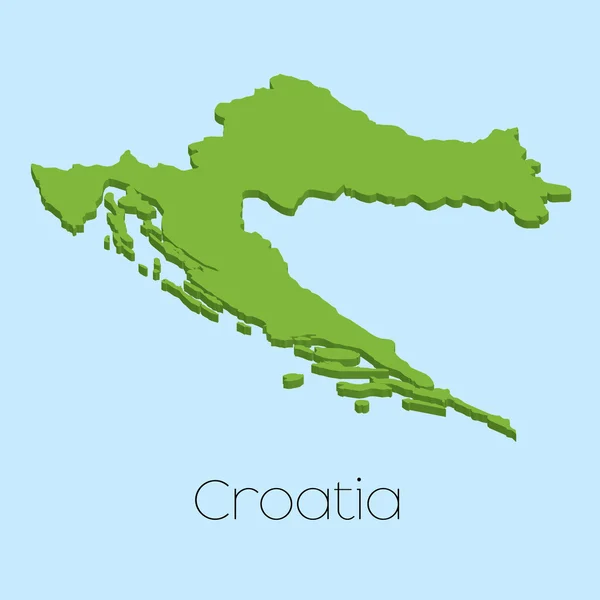 蓝色的水背景，克罗地亚的 3d 地图 — 图库矢量图片