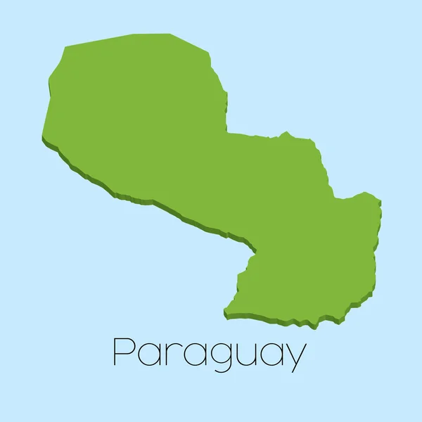 3D-karta på blått vatten bakgrund av Paraguay — Stock vektor