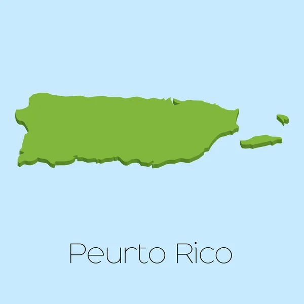Puertorico의 푸른 물 배경에 3d 지도 — 스톡 벡터