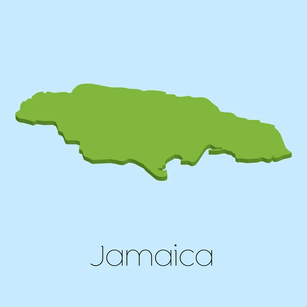 3D map on blue water background of Jamaica — Stock Vector