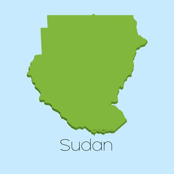 3D-Karte auf blauem Wasserhintergrund von Sudan — Stockvektor