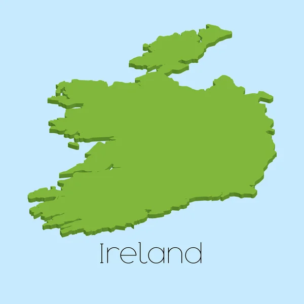 Mapa 3D sobre fundo de água azul da Irlanda —  Vetores de Stock