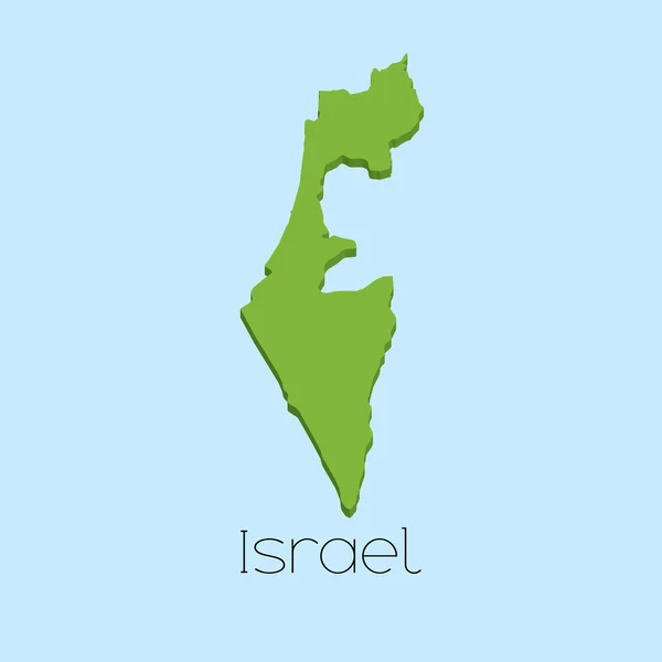이스라엘의 푸른 물 배경에 3d 지도 — 스톡 벡터