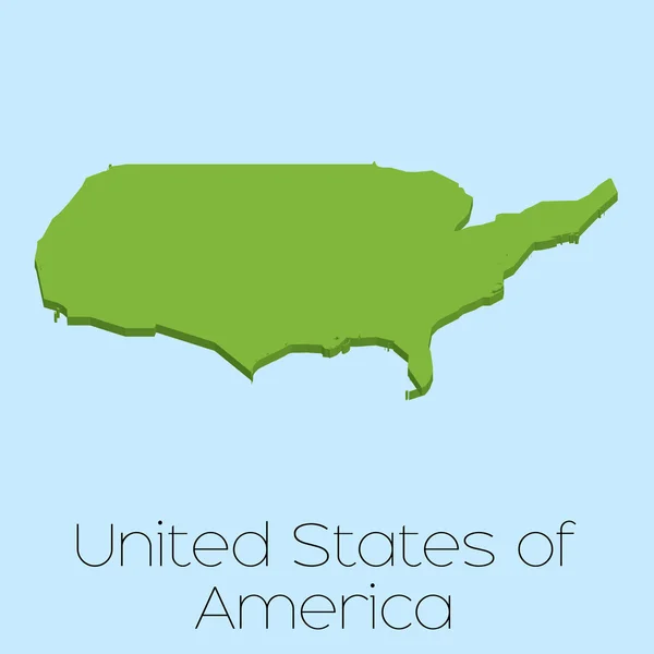 3D map on blue water background of UnitedStatesofAmerica — Stock Vector