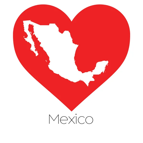 Ilustración del corazón con la forma de México — Vector de stock