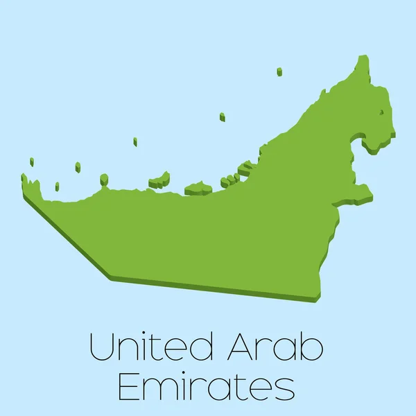 Mapa 3D sobre fondo de agua azul de Emiratos Árabes Unidos — Vector de stock