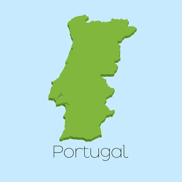 Mapa 3D sobre fundo de água azul de Portugal — Vetor de Stock