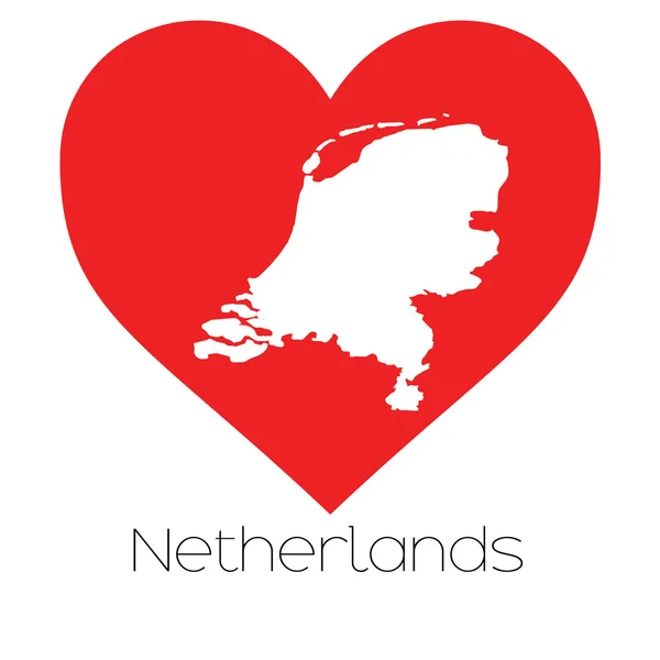 Herz-Illustration mit der Form der Niederlande — Stockvektor