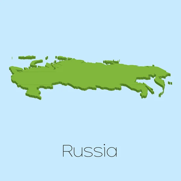 3D-Karte auf blauem Wasserhintergrund von Russland — Stockvektor