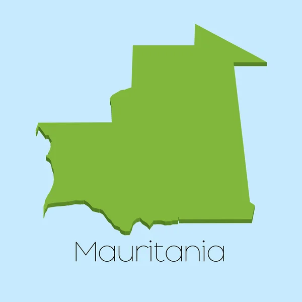 3D-Karte auf blauem Wasserhintergrund von Mauretanien — Stockvektor