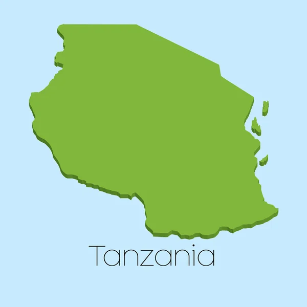 Mappa 3D su sfondo blu della Tanzania — Vettoriale Stock