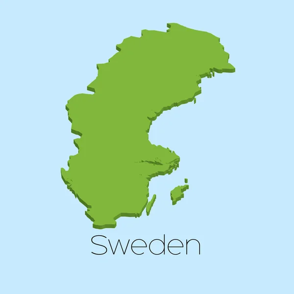 3D-karta på blått vatten bakgrund av Sverige — Stock vektor