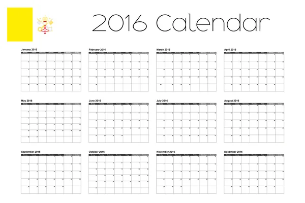 Kalender 2016 mit der Fahne von Vatican — Stockvektor